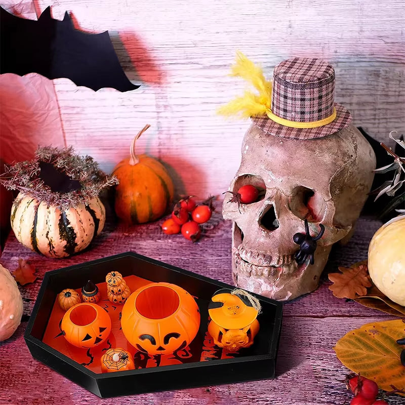 Coffin Shape Black Tray Storage Box Gothic Home Wood Tray Halloween Decoration Birthday Christmasthanksgiving Day Present Gift