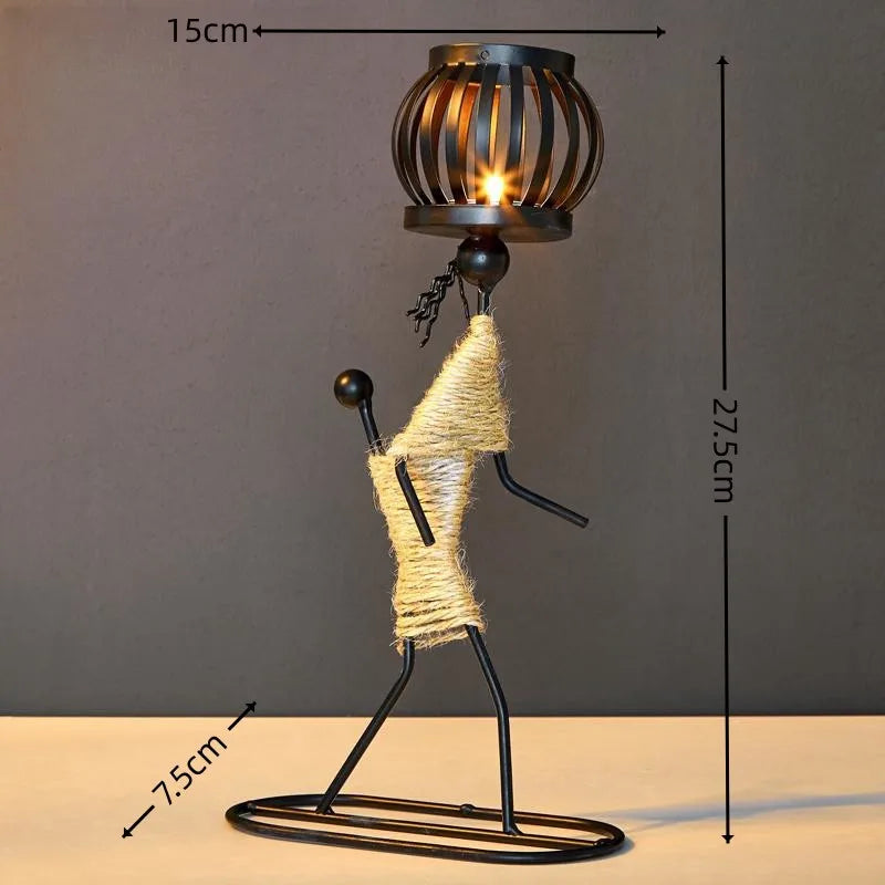 Nordic Abstract Metal Candlestick – Handmade Character Sculpture Candle Holder, Modern Home Décor & Artistic Gift