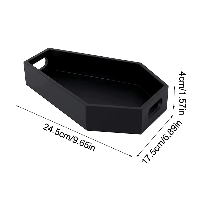 Coffin Shape Black Tray Storage Box Gothic Home Wood Tray Halloween Decoration Birthday Christmasthanksgiving Day Present Gift