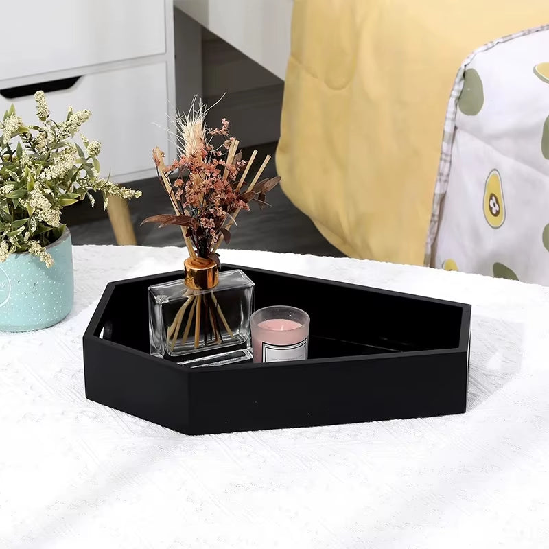 Coffin Shape Black Tray Storage Box Gothic Home Wood Tray Halloween Decoration Birthday Christmasthanksgiving Day Present Gift