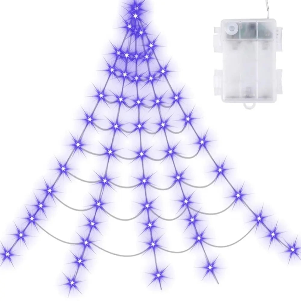 Halloween Spider Web Lights – 8 Modes Waterproof LED Spider Net | Triangle Hanging Glow Web with Giant Spider for Outdoor & Party Decoration