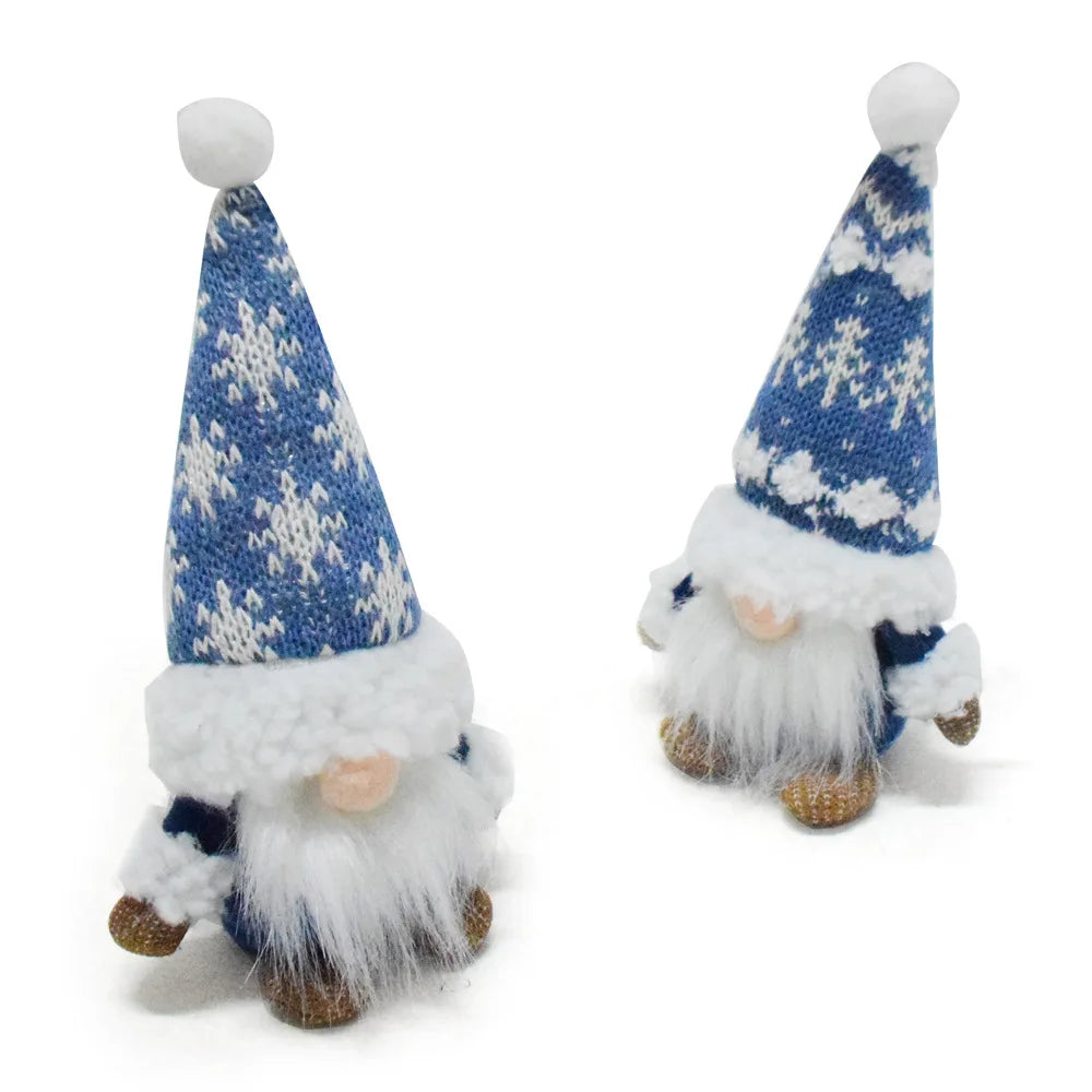 Blue Christmas Gnome Ornament – Nordic Faceless Dwarf Doll with Snowflake Design, Festive Gnome Decoration