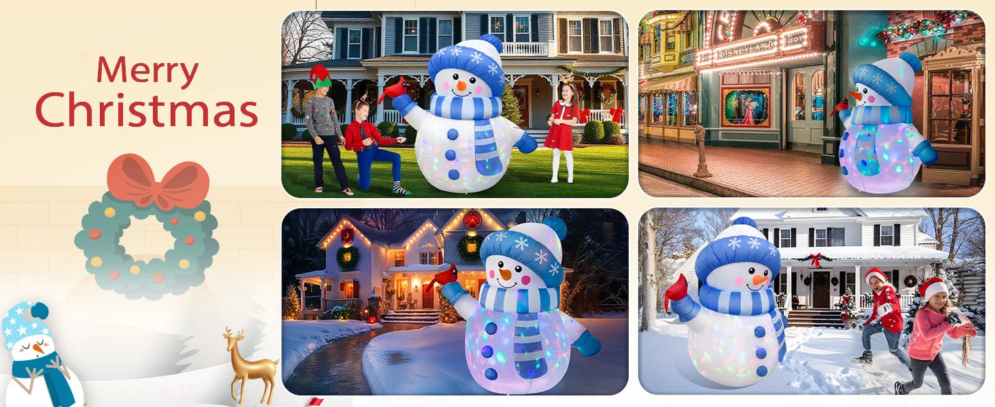5ft Blue Snowman with Bird Inflatable | Light-Up Christmas Outdoor Decoration