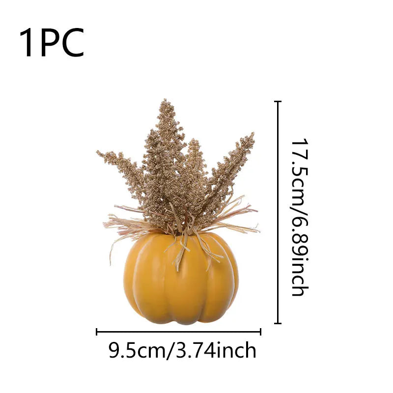 1PC Artificial Pumpkin Decoration with Foam Beads & Raffia Grass – Autumn Harvest Home, Office & Halloween Display Ornament