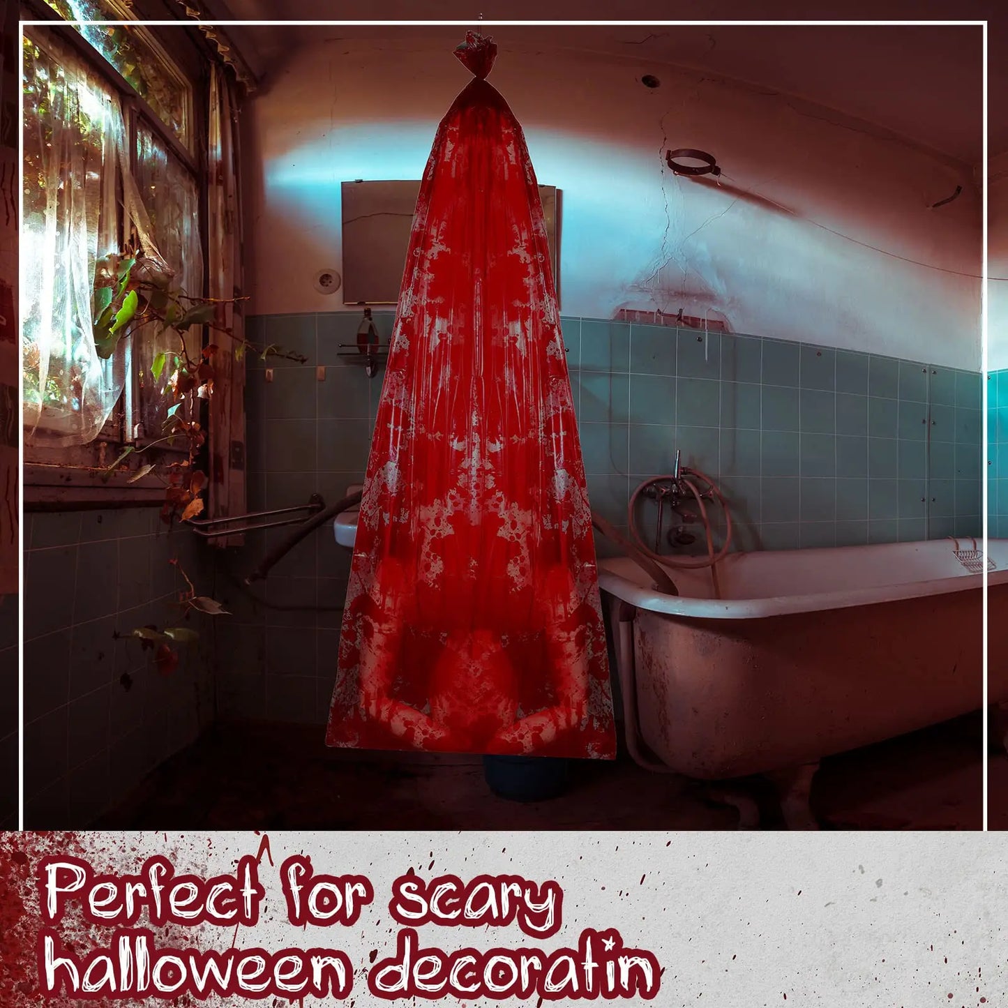 59-Inch Hanging Halloween Corpse Prop – Creepy Bloody Body Bag Decoration for Haunted Houses, Yards & Outdoor Horror Displays