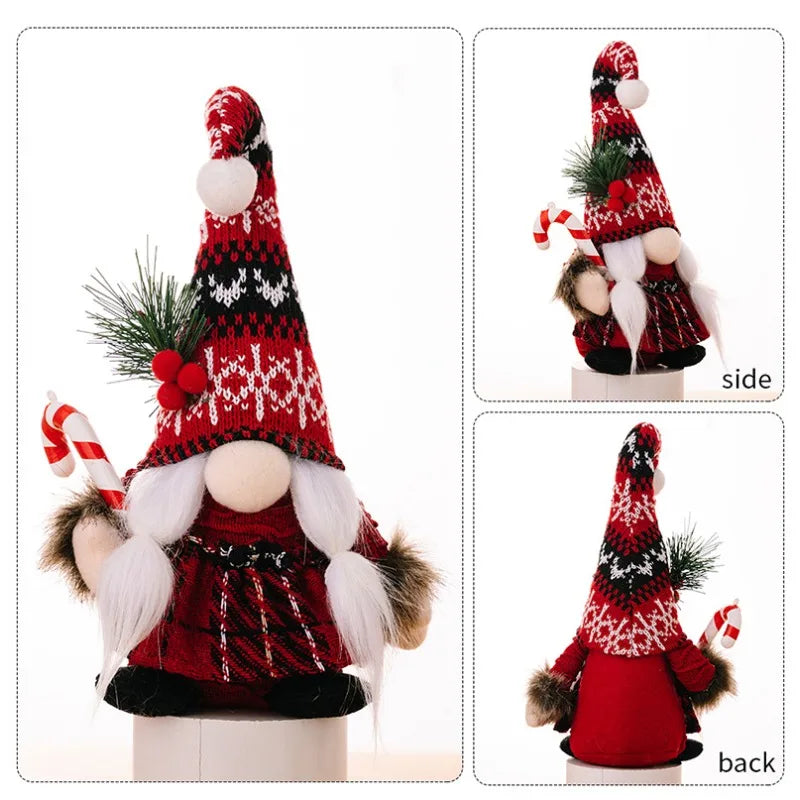 2pcs Santa Claus & Gnome Ornaments – Christmas Couple Doll Decorations for Home