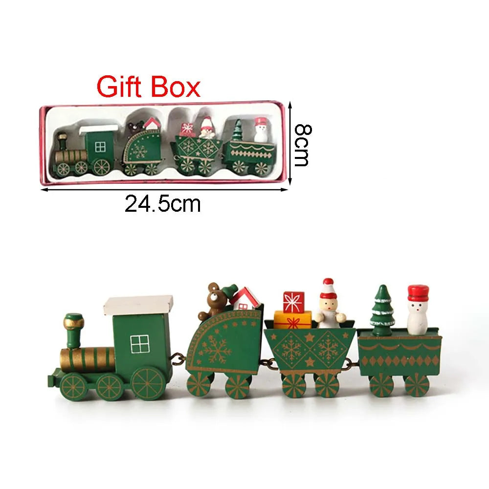 Christmas Wooden Train Ornament – Festive Moving Train Decoration for Home, Mantel or Table Display