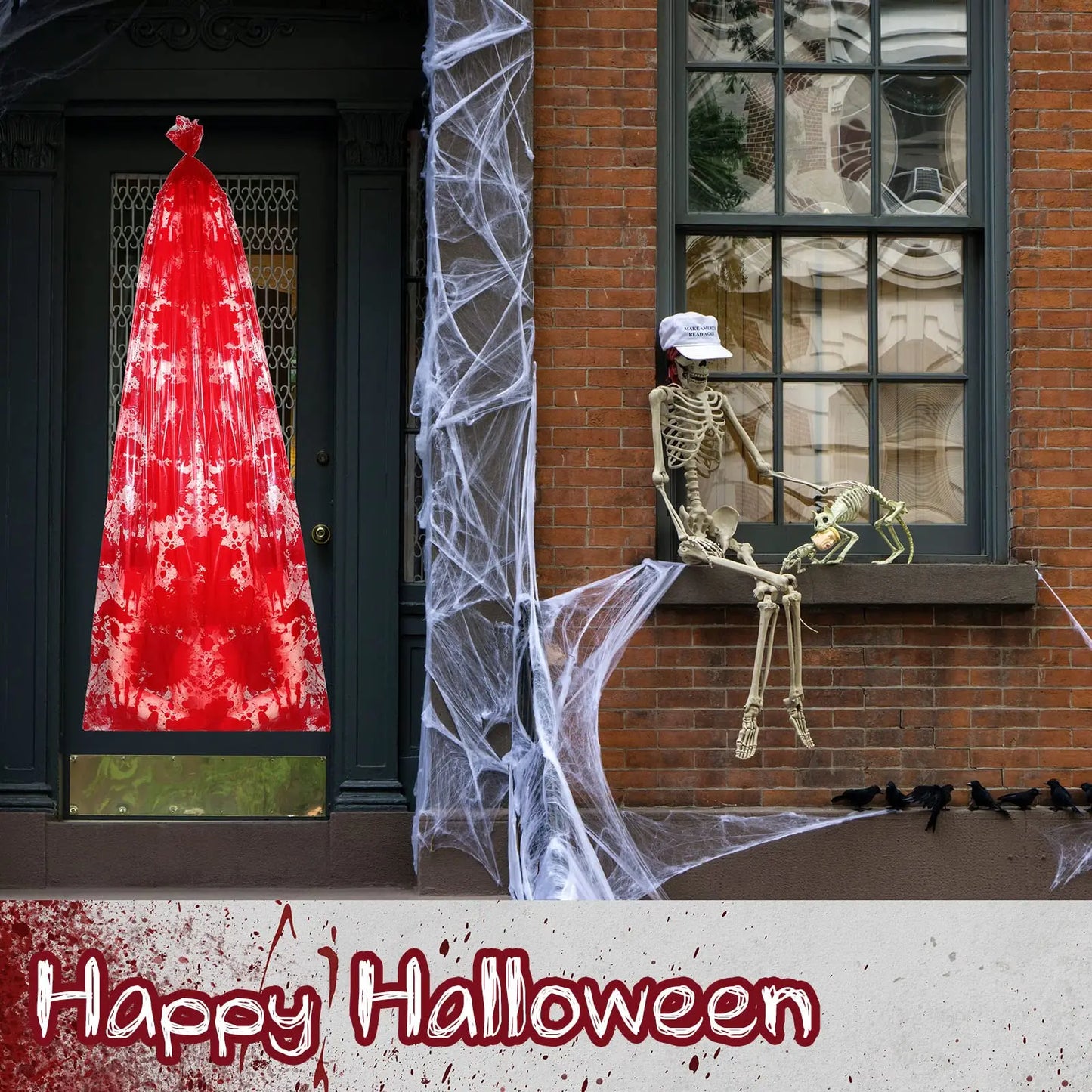 59-Inch Hanging Halloween Corpse Prop – Creepy Bloody Body Bag Decoration for Haunted Houses, Yards & Outdoor Horror Displays