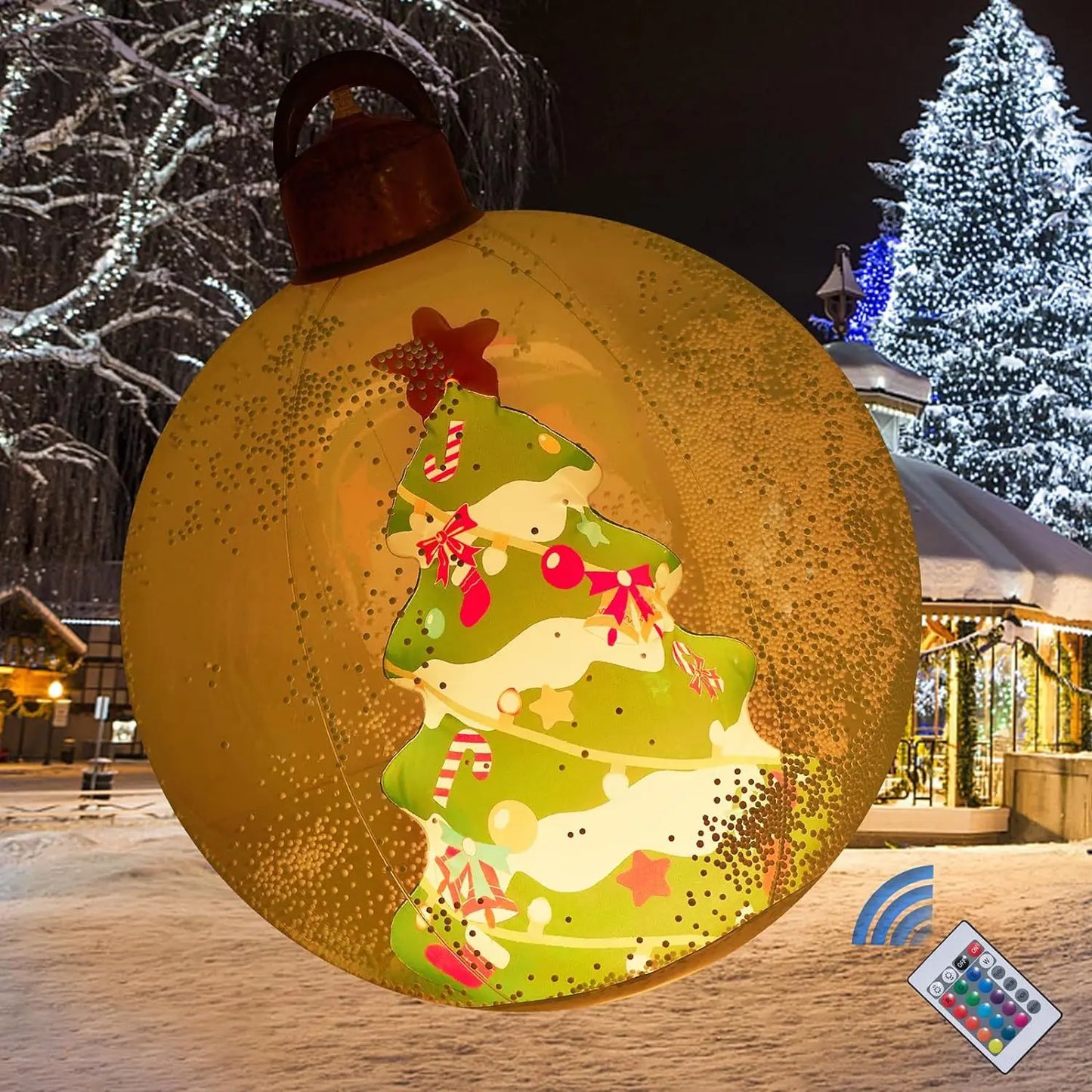 60cm Transparent Light-Up Christmas Ornament Ball | Outdoor & Indoor Inflatable Decoration