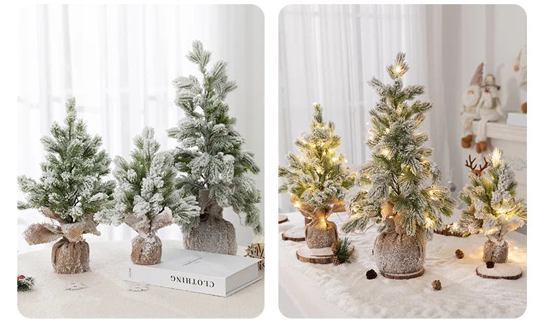 Nearly Natural Snow Flocked Artificial Christmas Tree – Decorative Tree with 30 LED Lights