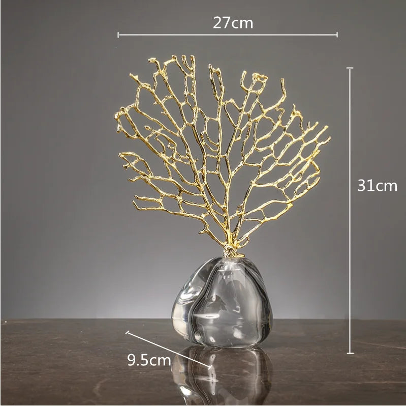 Luxury Imitation Coral Ornament & Vase – Crystal, Glass & Resin Ocean-Inspired Home Décor