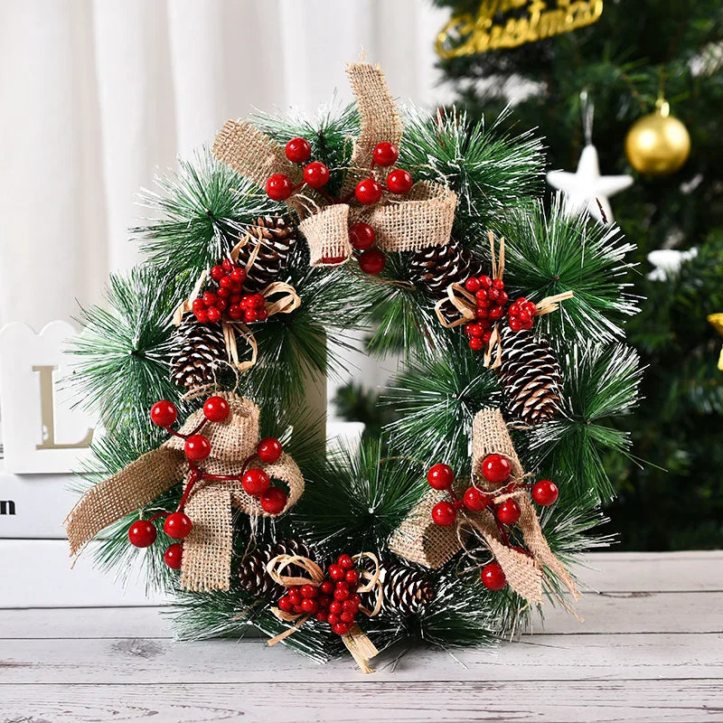 30cm Christmas Wreath – Festive Wreath for Front Door, Window & Home Décor