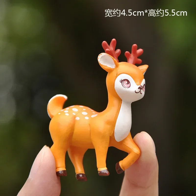 2pcs Mini Sika Deer Figurines | Woodland Animal Ornaments for Fairy Gardens & Christmas Displays
