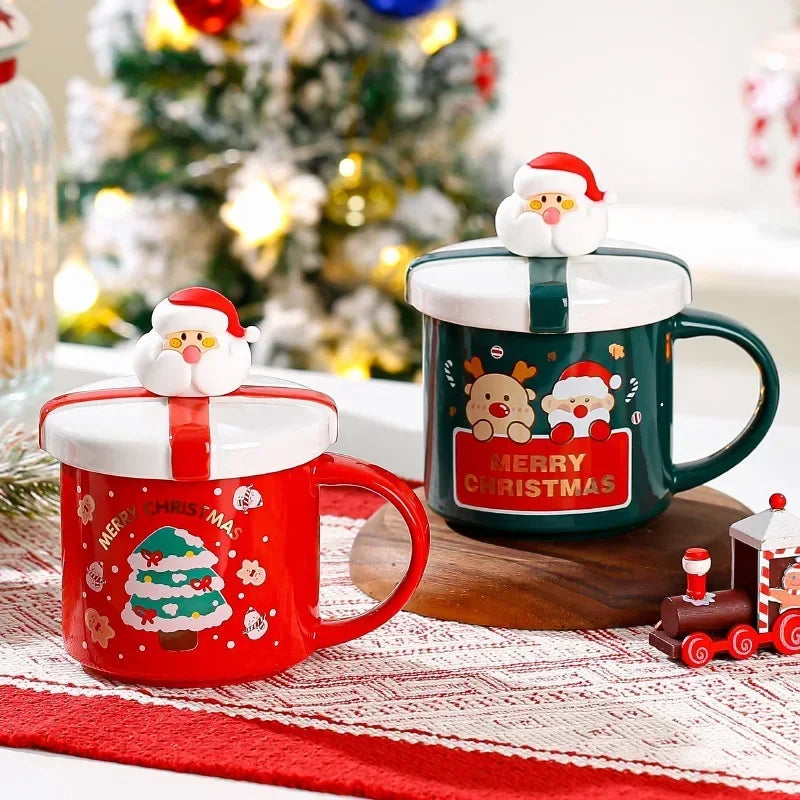 Christmas Ceramic Mugs | Santa, Elk & Snowman Coffee Cups | Festive Hot Chocolate & Gift Mug Collection
