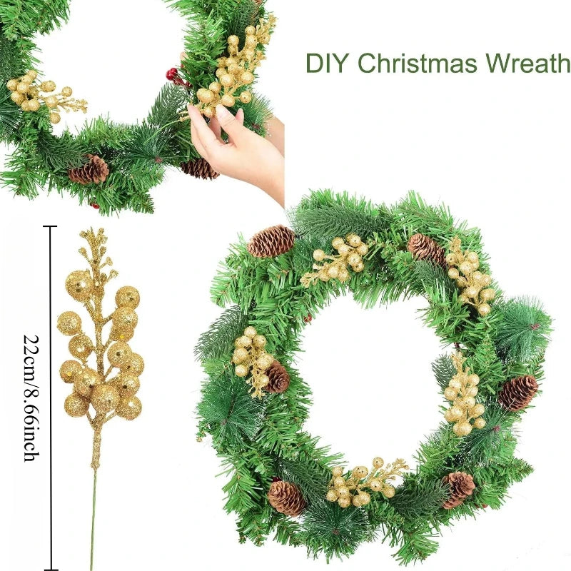 Artificial Berry Bouquet Ornaments – Set of 10 Christmas Tree Decorations