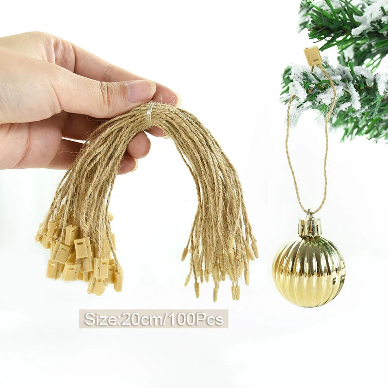 100 Pack Christmas Ornament Hanging Ropes – 20cm Gold & Silver Strings for Tree Baubles & Decorations