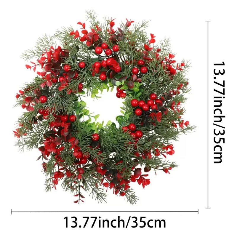 35cm Eucalyptus Christmas Wreath with Red Berries – Festive Garland for Door, Mantle & Window Décor