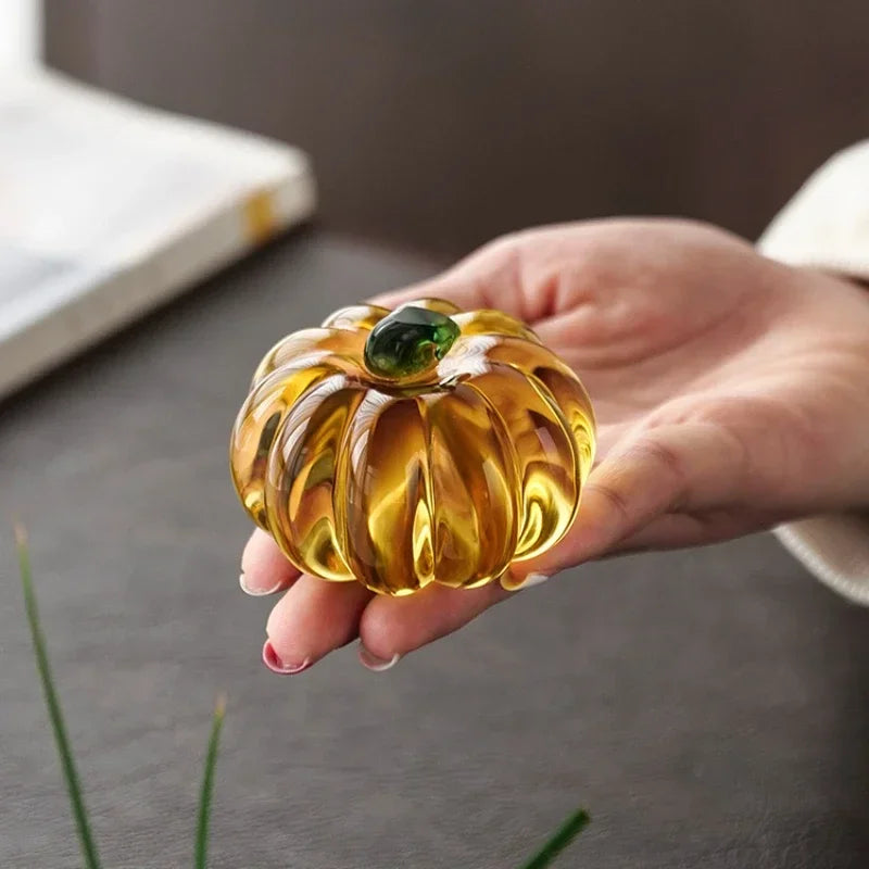 Crystal Pumpkin Ornament – Elegant Decorative Figurine for Home, Table, and Seasonal Display