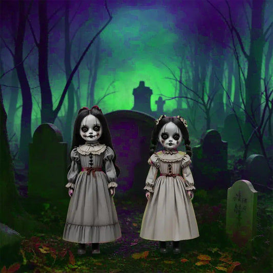 2PCS Halloween Ghost Doll Outdoor Decoration – Spooky Ground Insert Horror Props for Yard & Courtyard (2D)