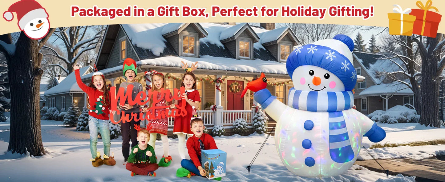 5ft Blue Snowman with Bird Inflatable | Light-Up Christmas Outdoor Decoration