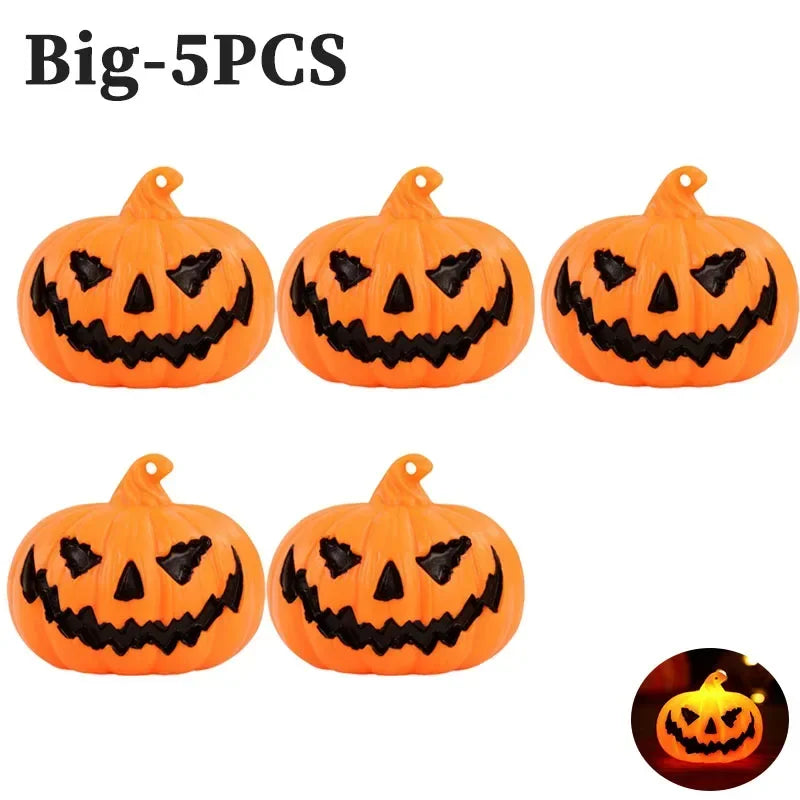 1–15PCS Halloween LED Pumpkin Lights – Smiley Face Pumpkins for Indoor & Outdoor Party, Home, and Garden Décor