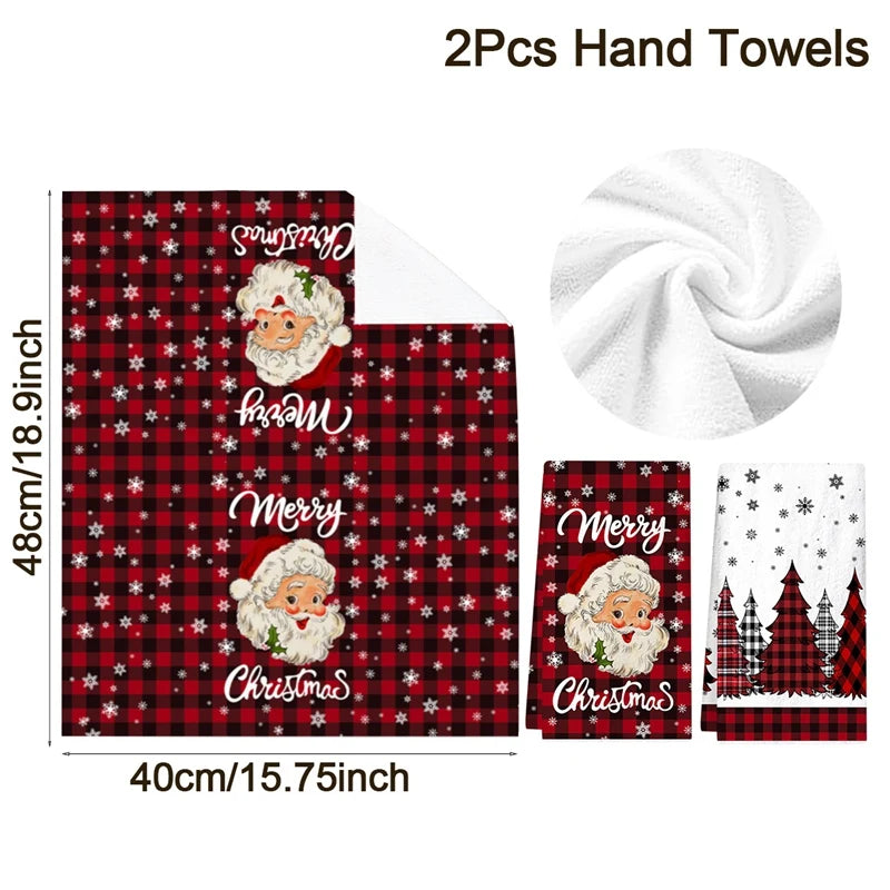 2pcs Christmas Kitchen Towels – Santa Claus Dish Towels for Home, Xmas & Holiday Décor