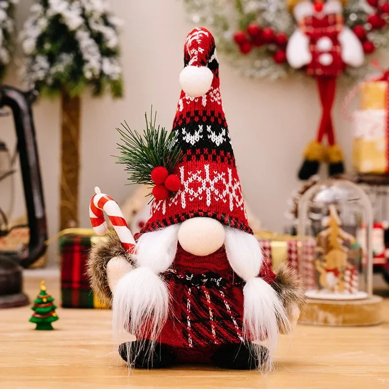 2pcs Santa Claus & Gnome Ornaments – Christmas Couple Doll Decorations for Home