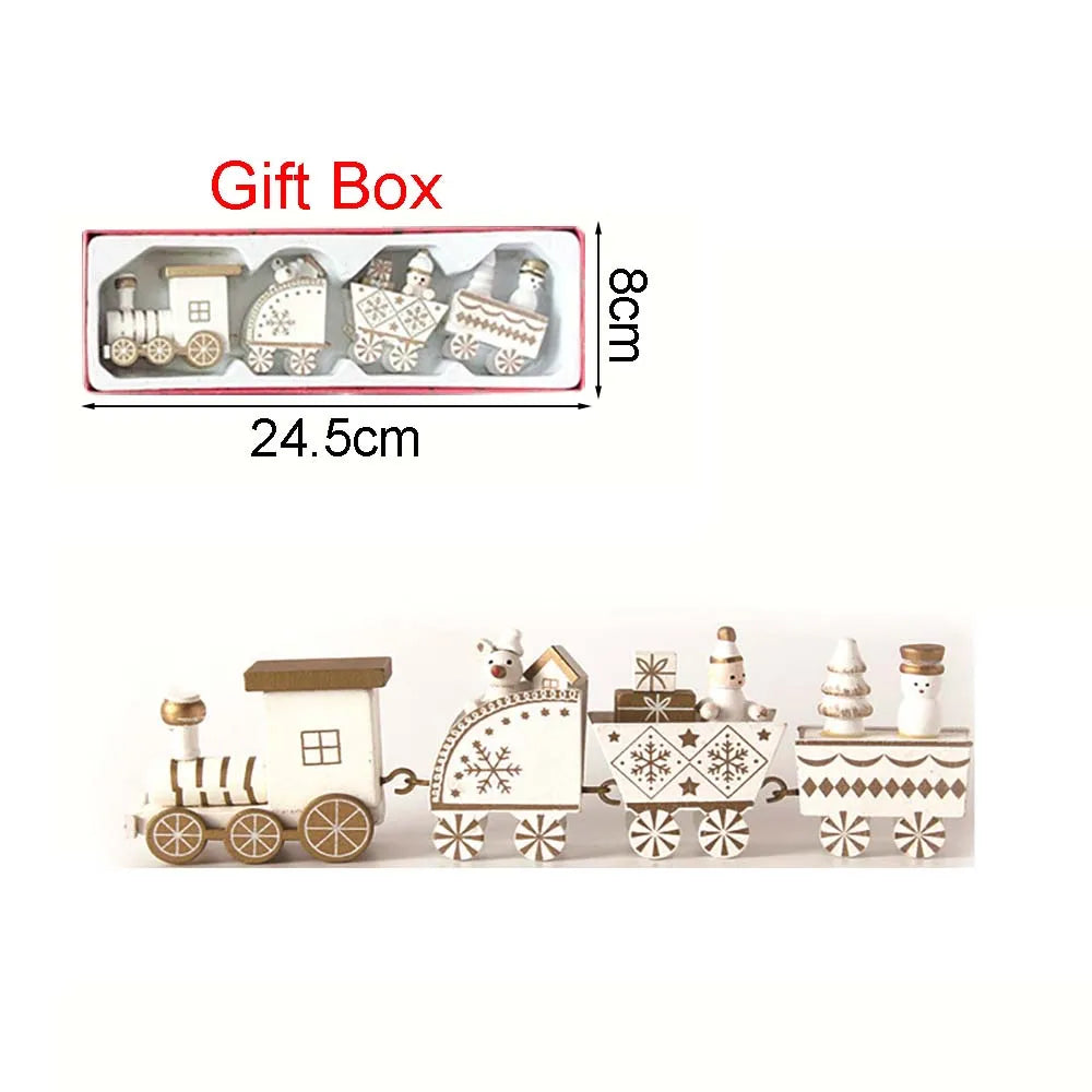 Christmas Wooden Train Ornament – Festive Moving Train Decoration for Home, Mantel or Table Display