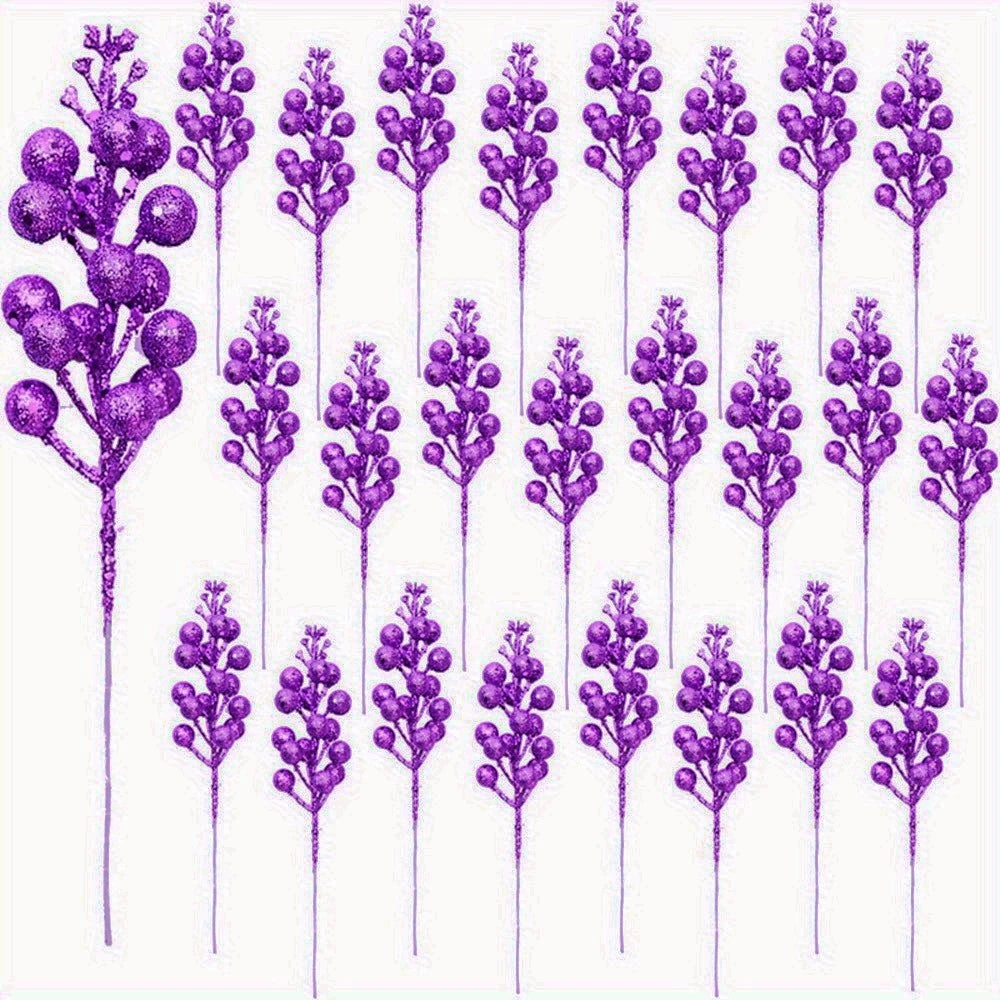 Artificial Berry Bouquet Ornaments – Set of 10 Christmas Tree Decorations