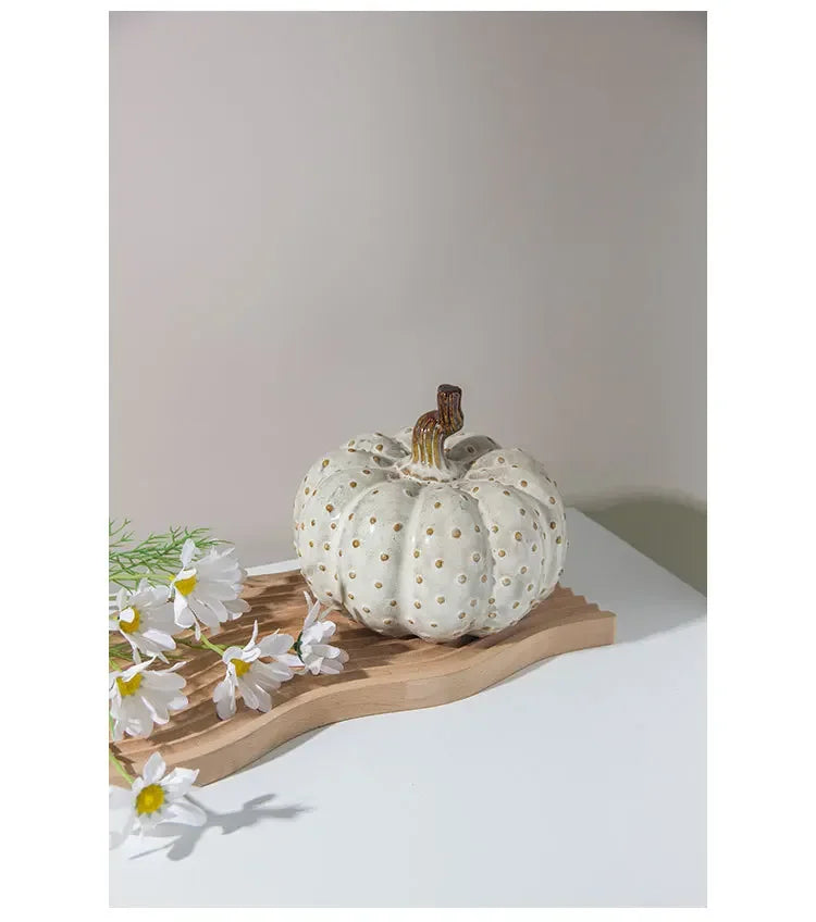 Handmade Ceramic Pumpkin Ornament – Porcelain Pumpkin Sculpture for Autumn, Halloween & Home Décor