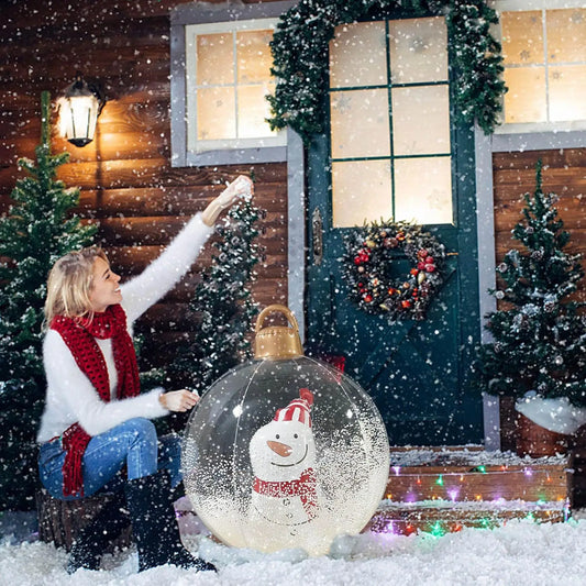 60cm Transparent Light-Up Christmas Ornament Ball | Outdoor & Indoor Inflatable Decoration