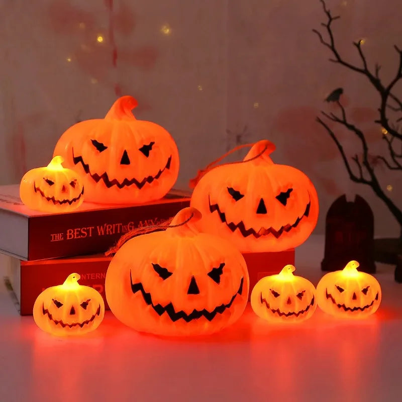1–15PCS Halloween LED Pumpkin Lights – Smiley Face Pumpkins for Indoor & Outdoor Party, Home, and Garden Décor
