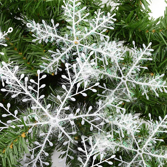Artificial White Snowflake Christmas Ornaments | Hanging Tree & Home Decorations