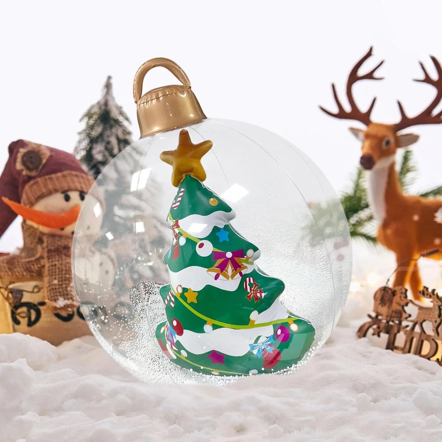 60cm Transparent Light-Up Christmas Ornament Ball | Outdoor & Indoor Inflatable Decoration