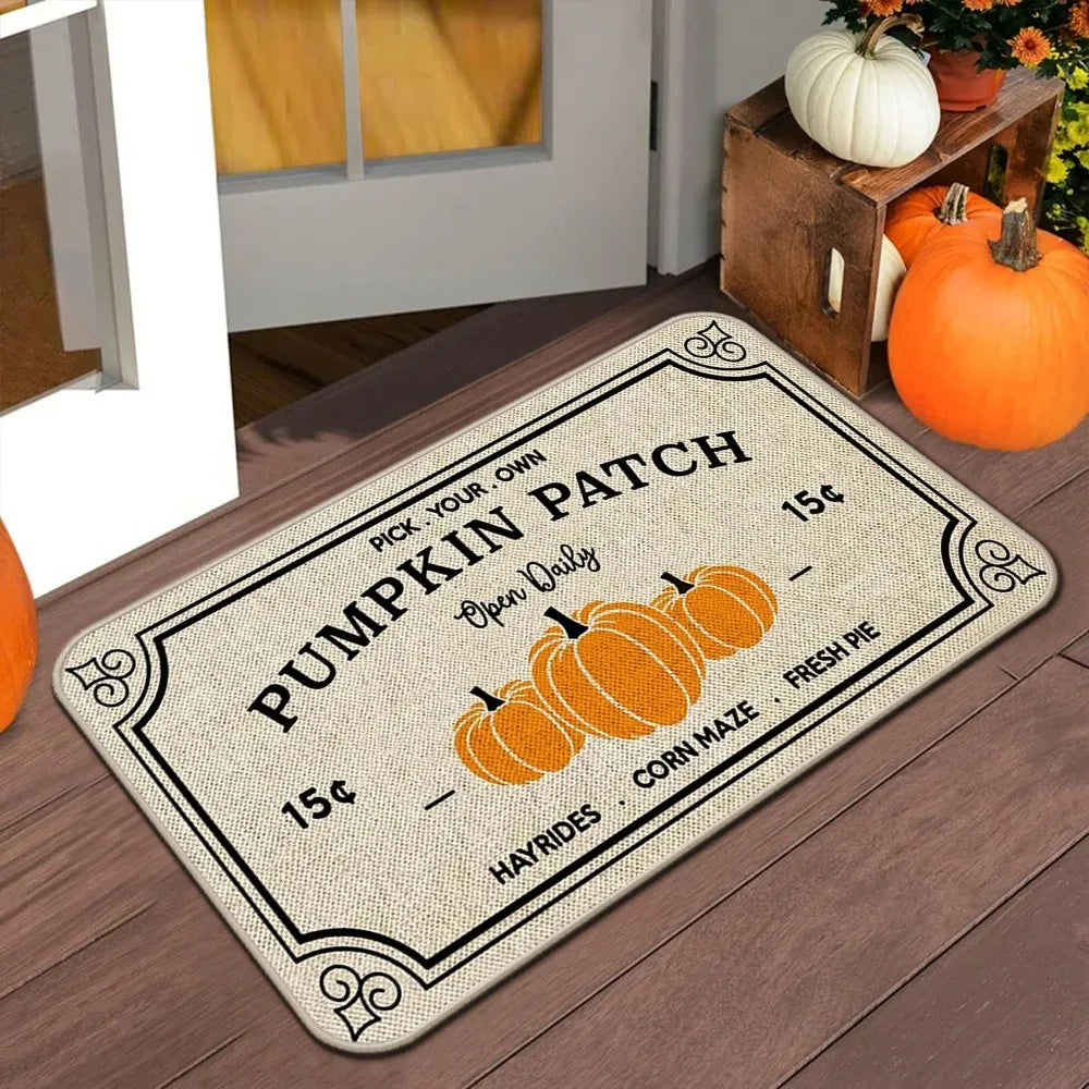 Halloween & Autumn/Fall Floor Mat – Anti-Slip Entry Door Rug for Kitchen, Outdoor Patio & Holiday Home Décor