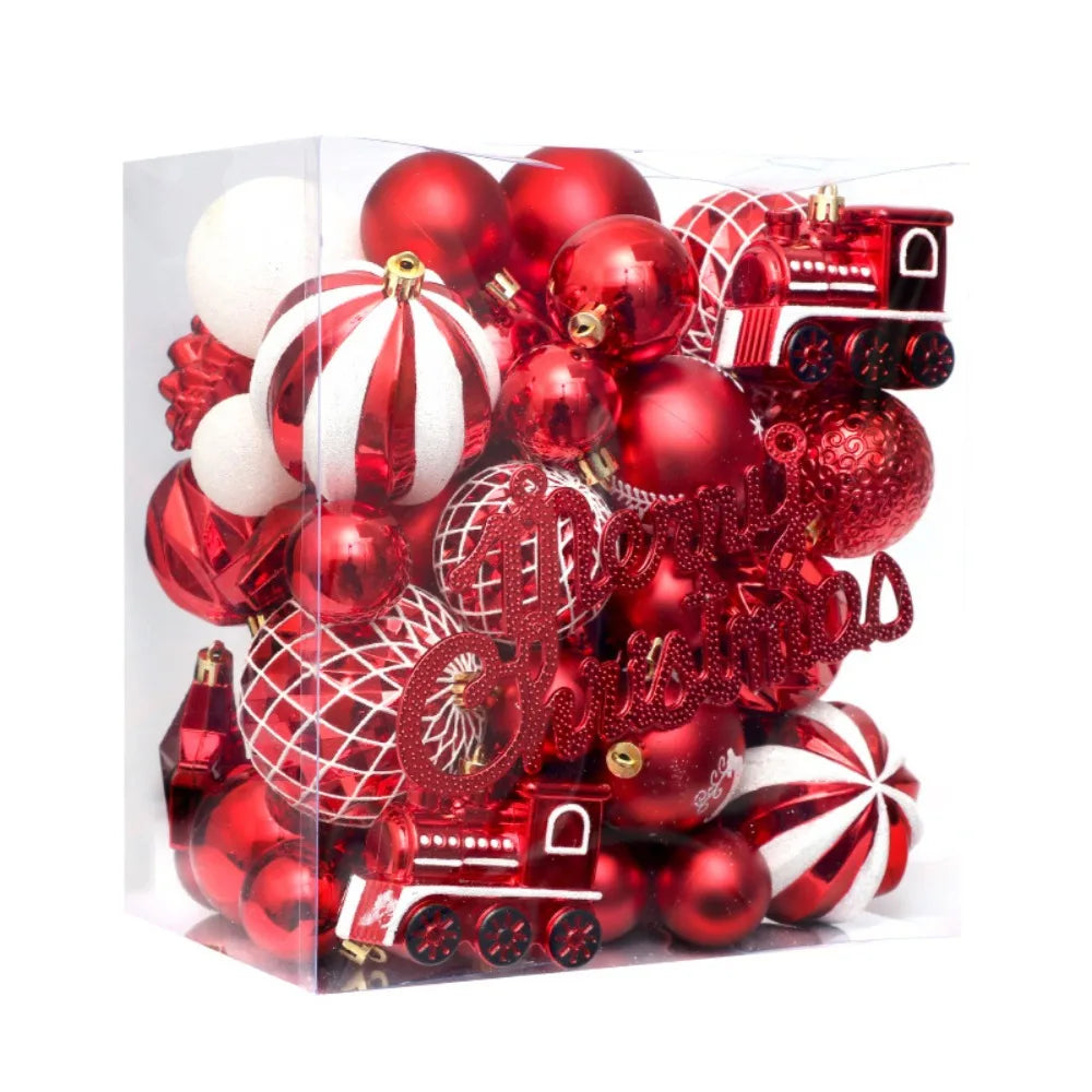 65pcs Shatterproof Christmas Baubles – Painted Tree Ornaments for Xmas & New Year