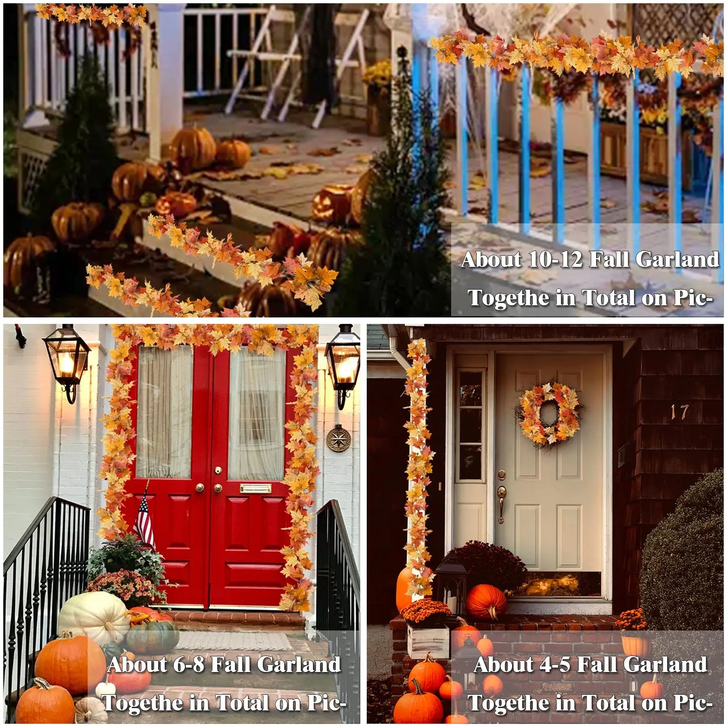 2M Artificial Maple Leaf Garland – Realistic Autumn Leaves Vine for Fall, Halloween, Thanksgiving Home Décor