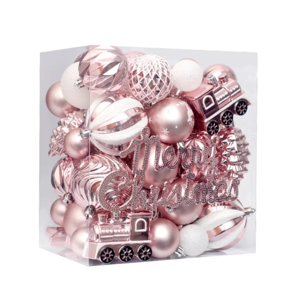 65pcs Shatterproof Christmas Baubles – Painted Tree Ornaments for Xmas & New Year