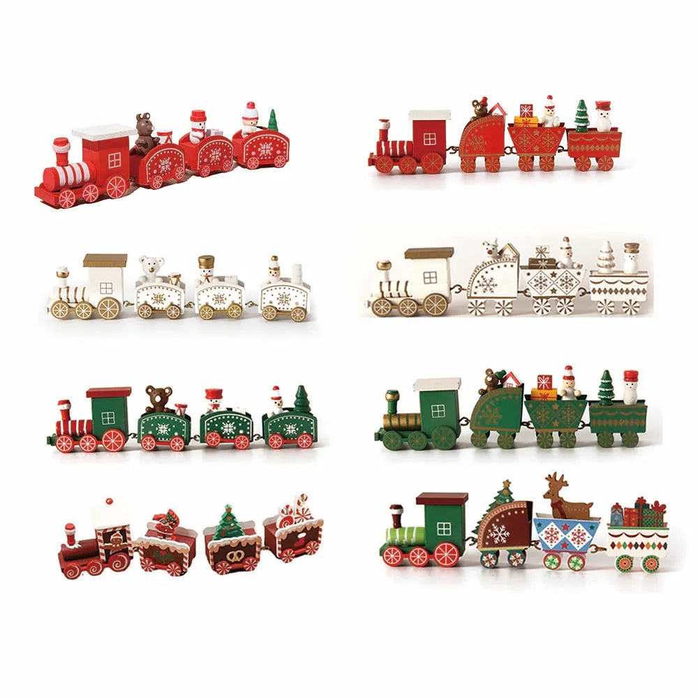 Christmas Wooden Train Ornament – Festive Moving Train Decoration for Home, Mantel or Table Display