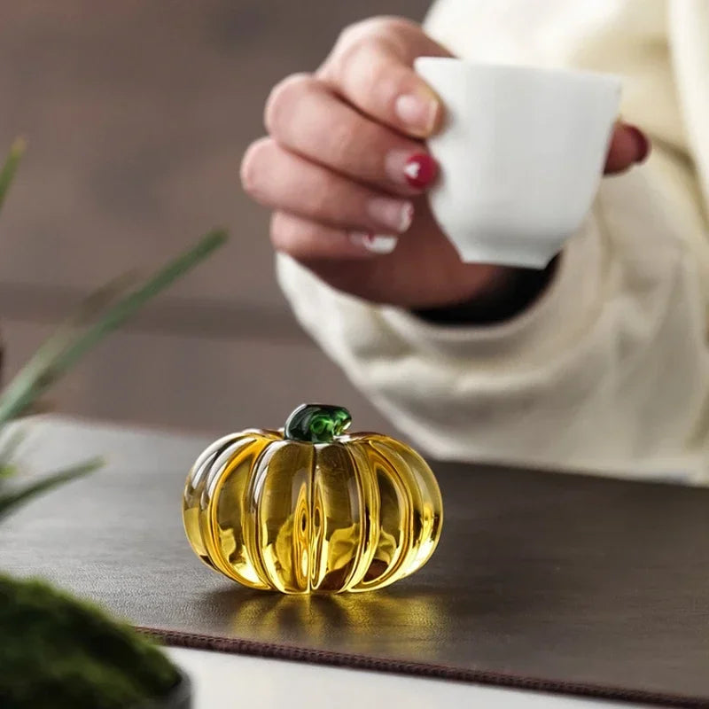 Crystal Pumpkin Ornament – Elegant Decorative Figurine for Home, Table, and Seasonal Display