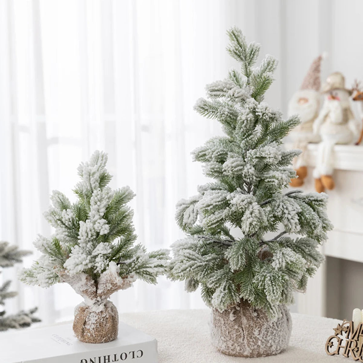 Nearly Natural Snow Flocked Artificial Christmas Tree – Decorative Tree with 30 LED Lights