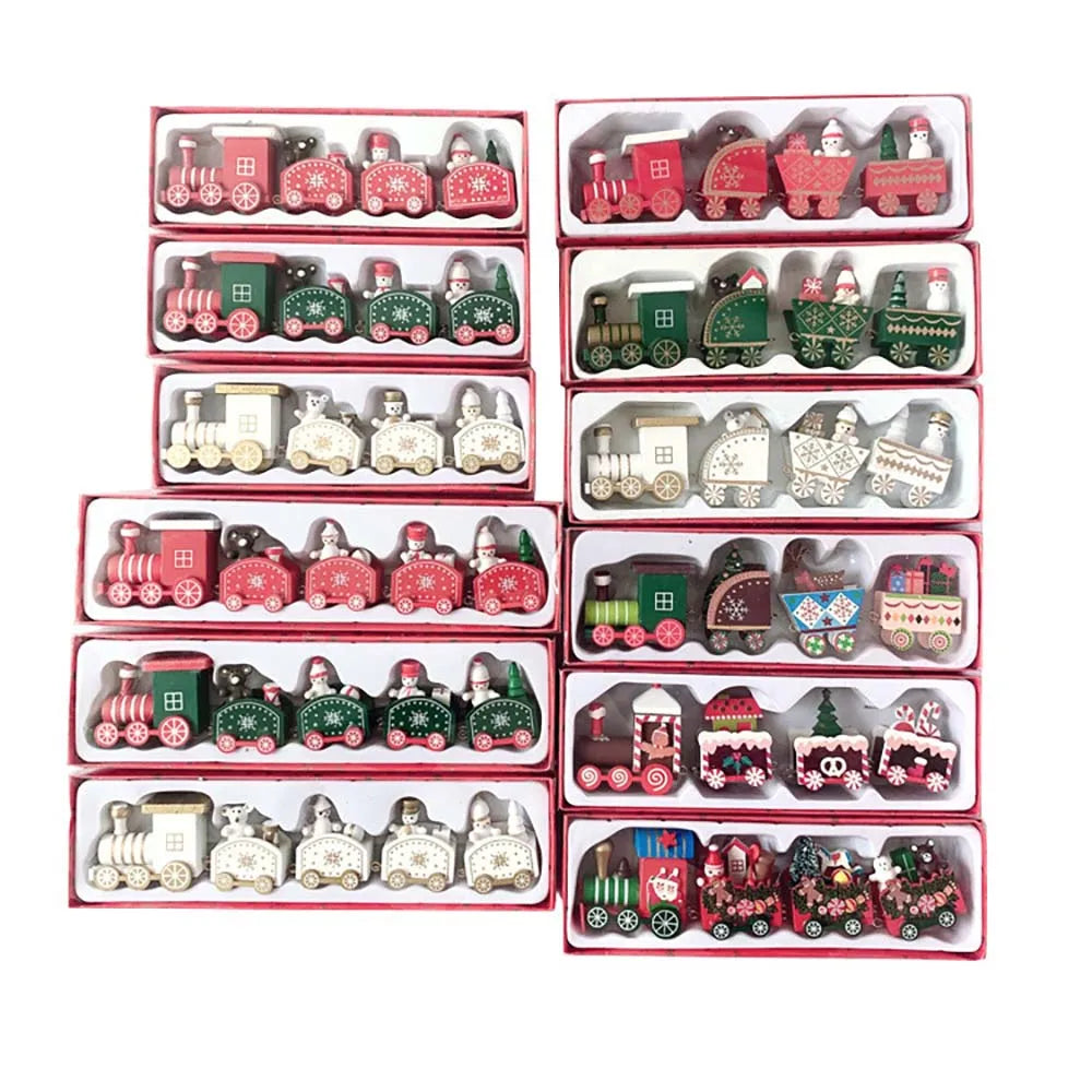Christmas Wooden Train Ornament – Festive Moving Train Decoration for Home, Mantel or Table Display