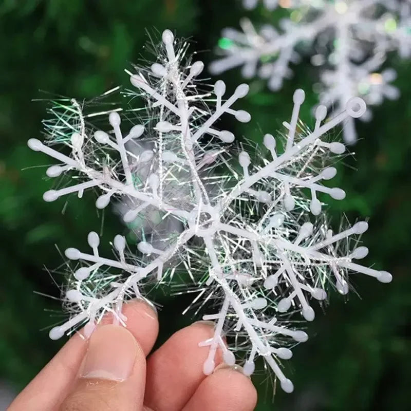 Artificial White Snowflake Christmas Ornaments | Hanging Tree & Home Decorations