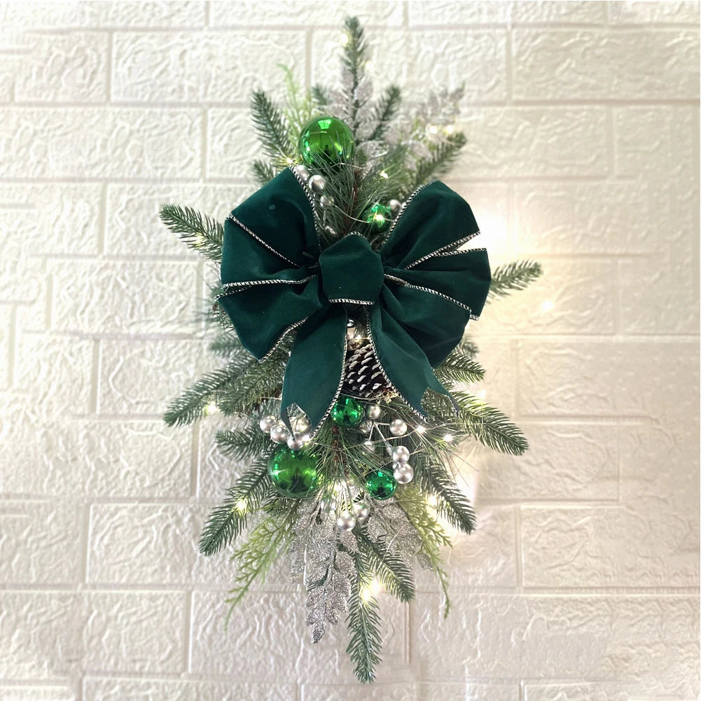 Christmas Wreath Garland – Festive Door or Window Decoration with Optional LED Lights
