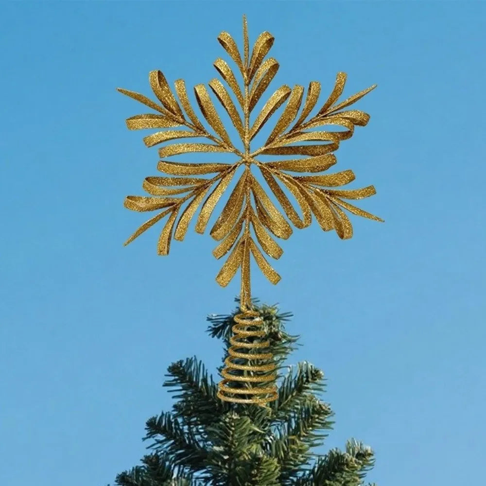 Gold Glitter Christmas Tree Topper Star Sparkling Reusable Christmas Topper Decor Iron Xmas Tree Ornament Christmas Tree