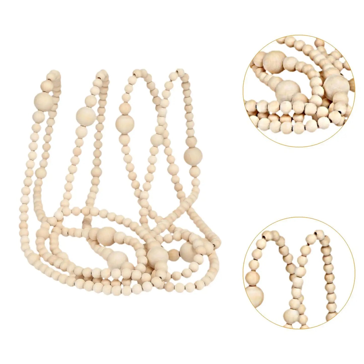 Wooden Bead Garland | Natural Festive Tree & Home Decoration