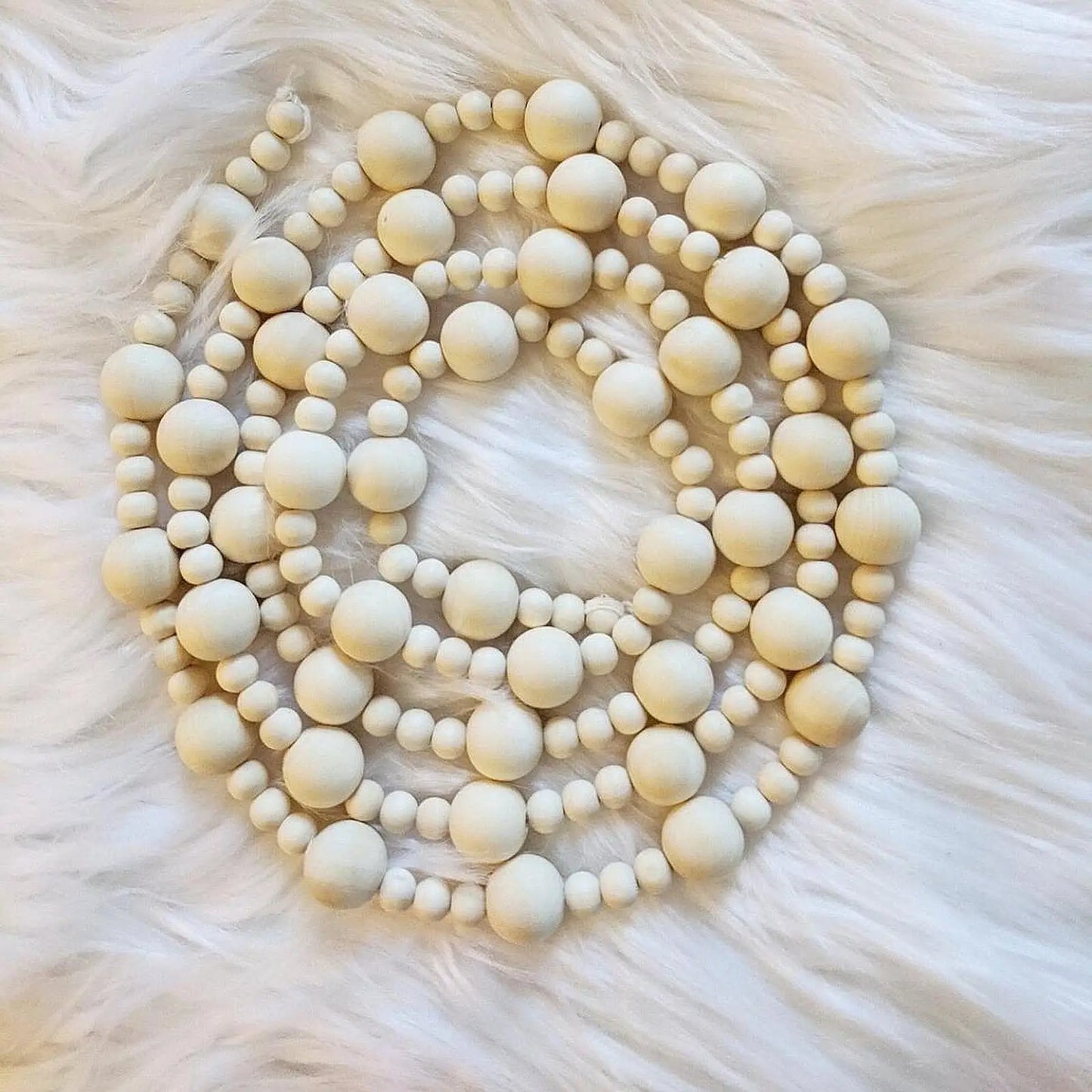 Wooden Bead Garland | Natural Festive Tree & Home Decoration