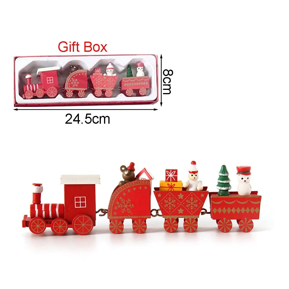 Christmas Wooden Train Ornament – Festive Moving Train Decoration for Home, Mantel or Table Display