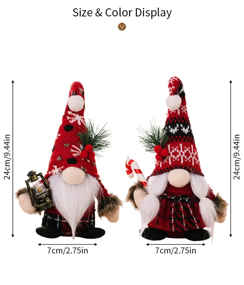 2pcs Santa Claus & Gnome Ornaments – Christmas Couple Doll Decorations for Home