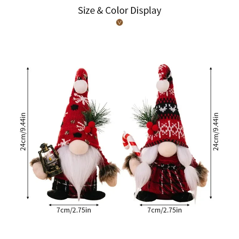 2pcs Santa Claus & Gnome Ornaments – Christmas Couple Doll Decorations for Home